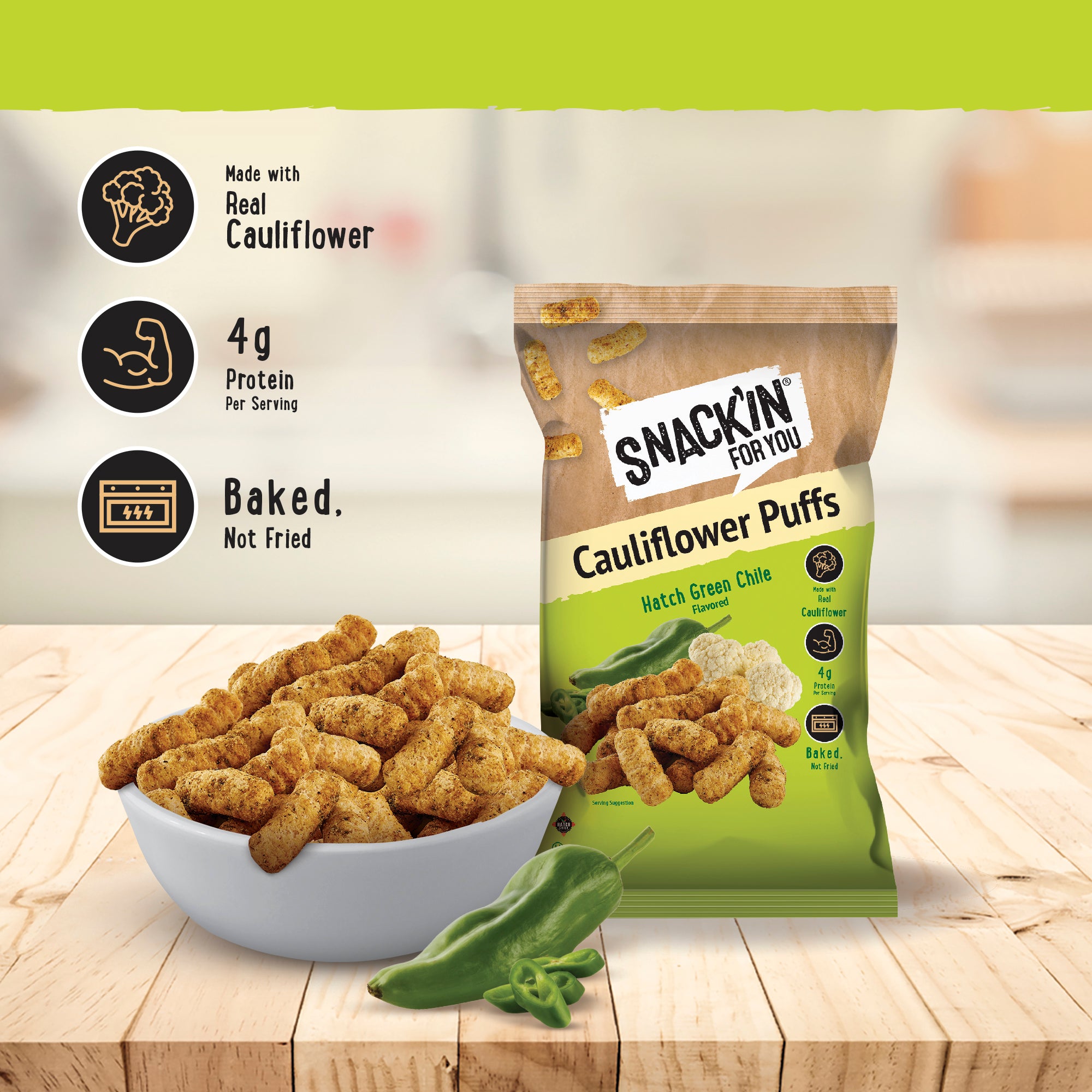 Cauliflower Puffs Hatch Green Chile